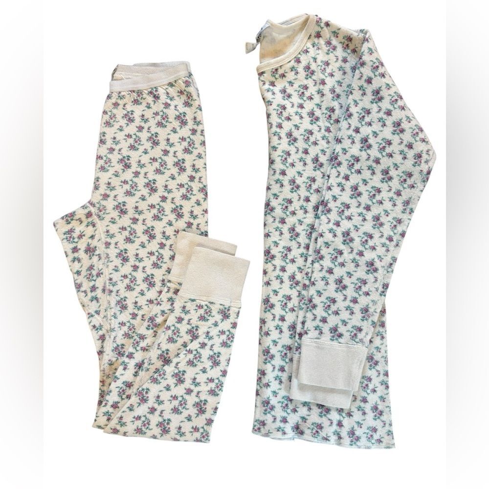 Duofold Vintage Thermal Base Layer Set Floral Cotton Wool Womens Small Medium